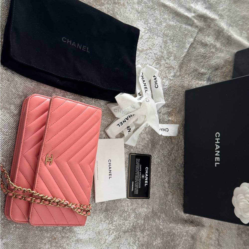 CHANEL Coral Quilted Pouch